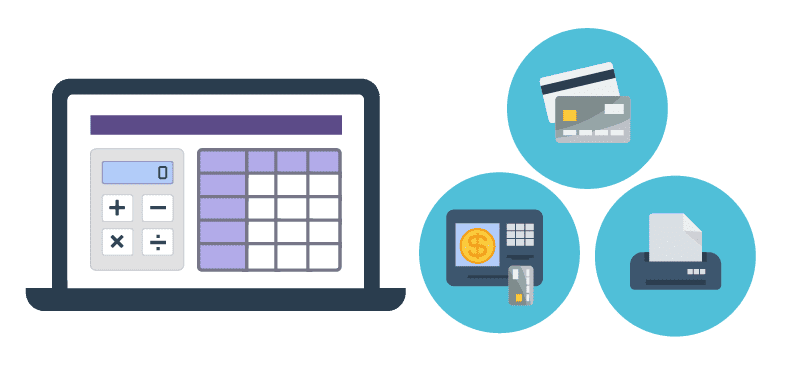 POSのレジ機能の要素の図説イラスト